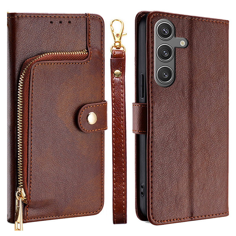 Shockproof Case for Samsung Galaxy S24 Phone Shell Zipper Pocket Wallet Leather Cover Shockproof Case for Samsung Galaxy S24 Phone Shell Zipper Pocket Wallet Leather Cover